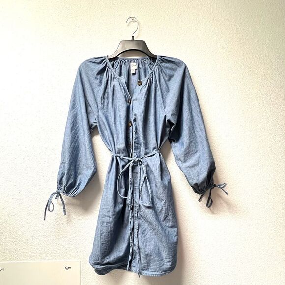 J. Crew Tie-sleeve Button-front Chambray Shirt Dress - Picture 3 of 11